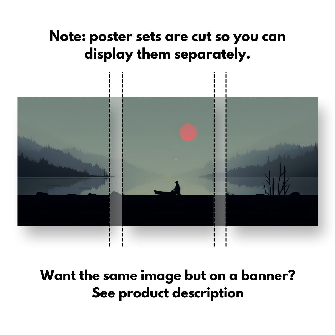 Poster Set Red Moon Lake