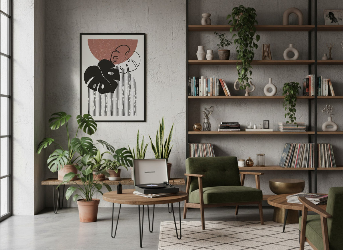 Black Terracotta Botanical Collage Poster