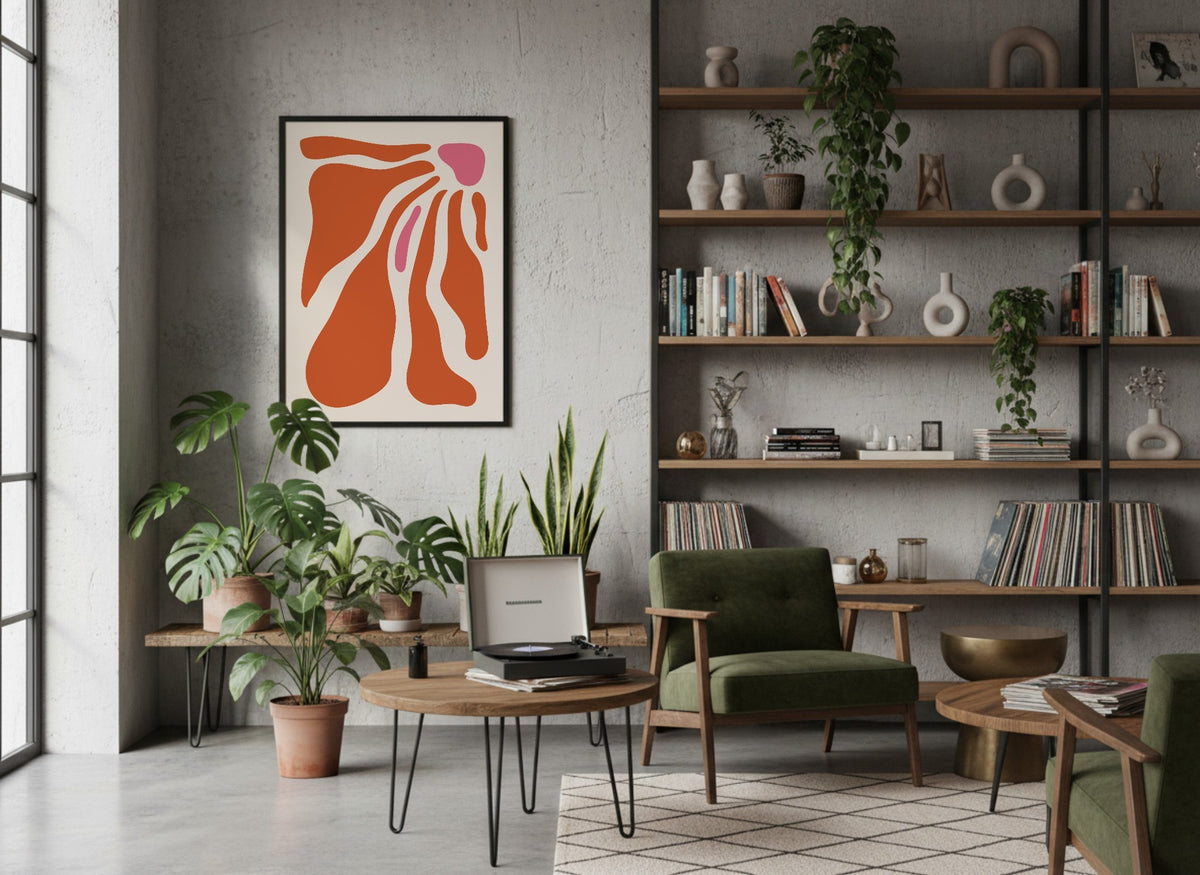 Terracotta Sweeping Bloom Abstract Poster