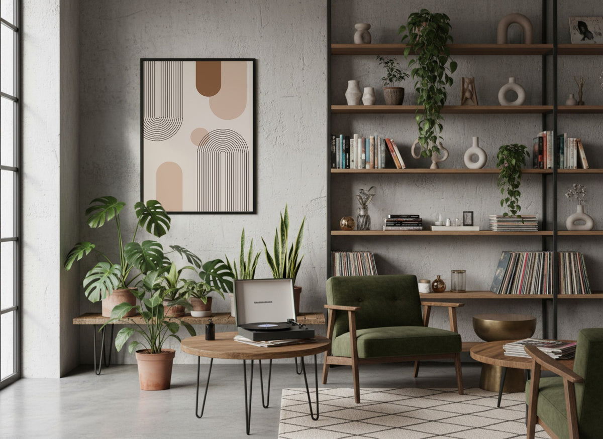 Terracotta Neutral Column Abstract Poster