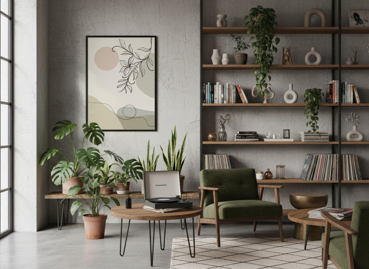 Neutral Botanical Line Landscape Poster