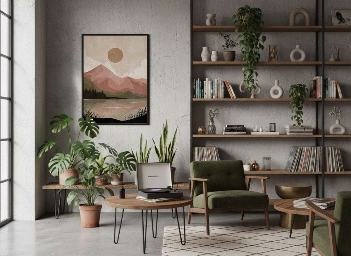 Dusty Rose Mountain Layers Poster