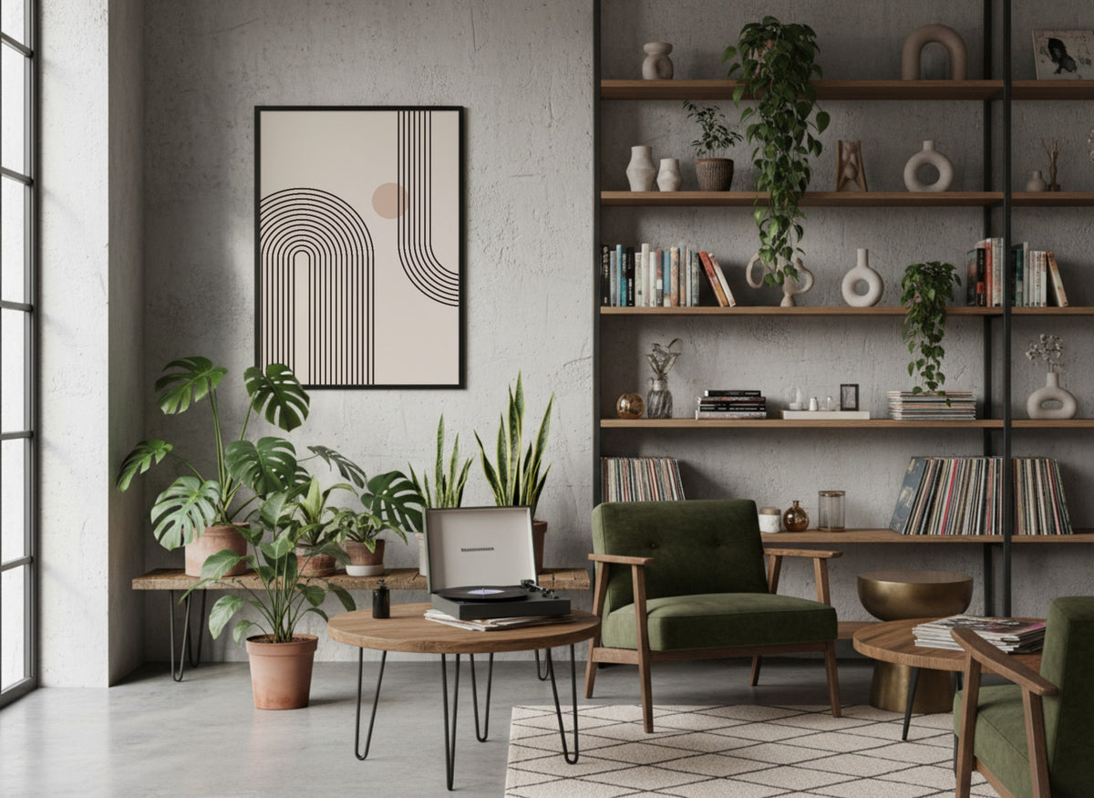 Taupe Corner Rainbow Lines Poster