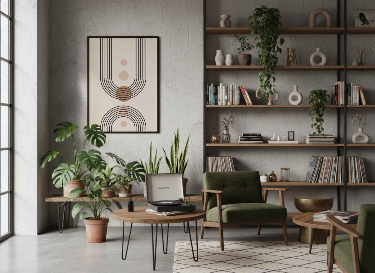 Taupe Long U-Line Medallion Poster