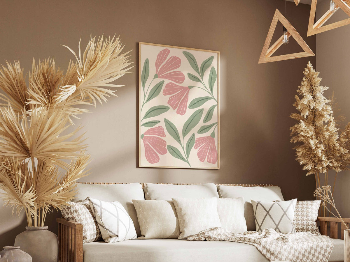 Pink Sage Leaf Pattern Poster