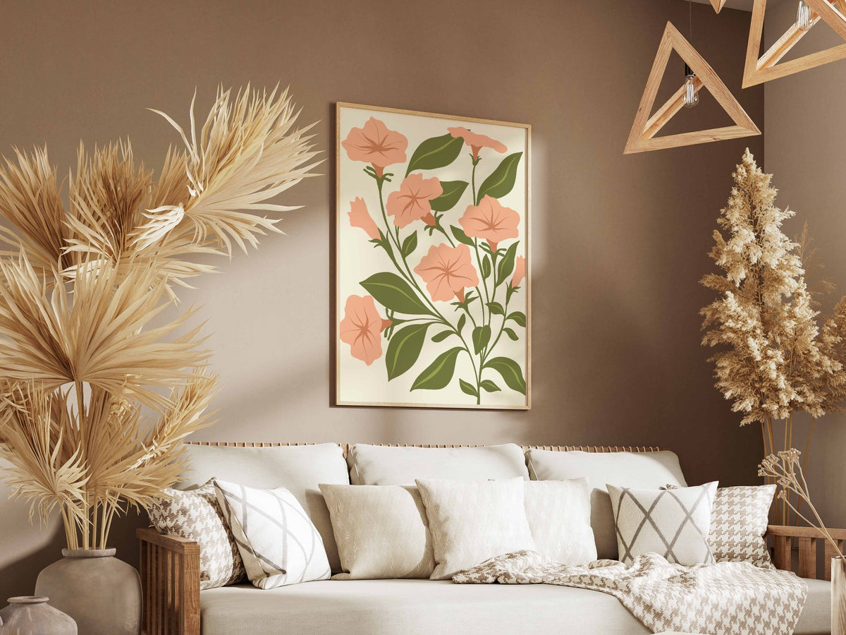 Peach Wildflower Botanical Poster