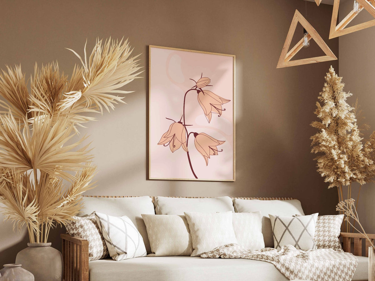 Peach Botanical Branch Abstract Poster
