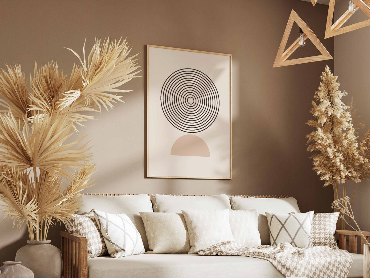 Grey Circular Fan Motif Poster