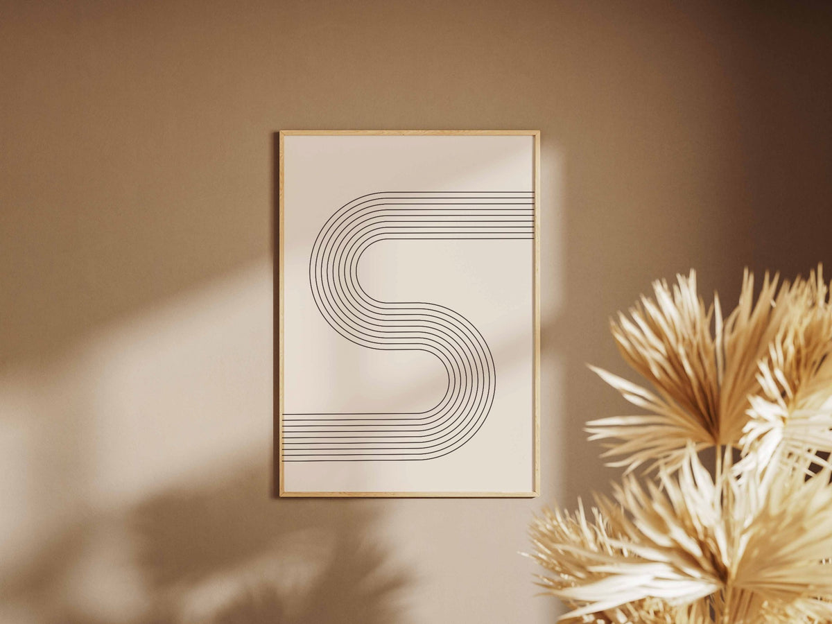 Grey Soft S-Curve Line Poster