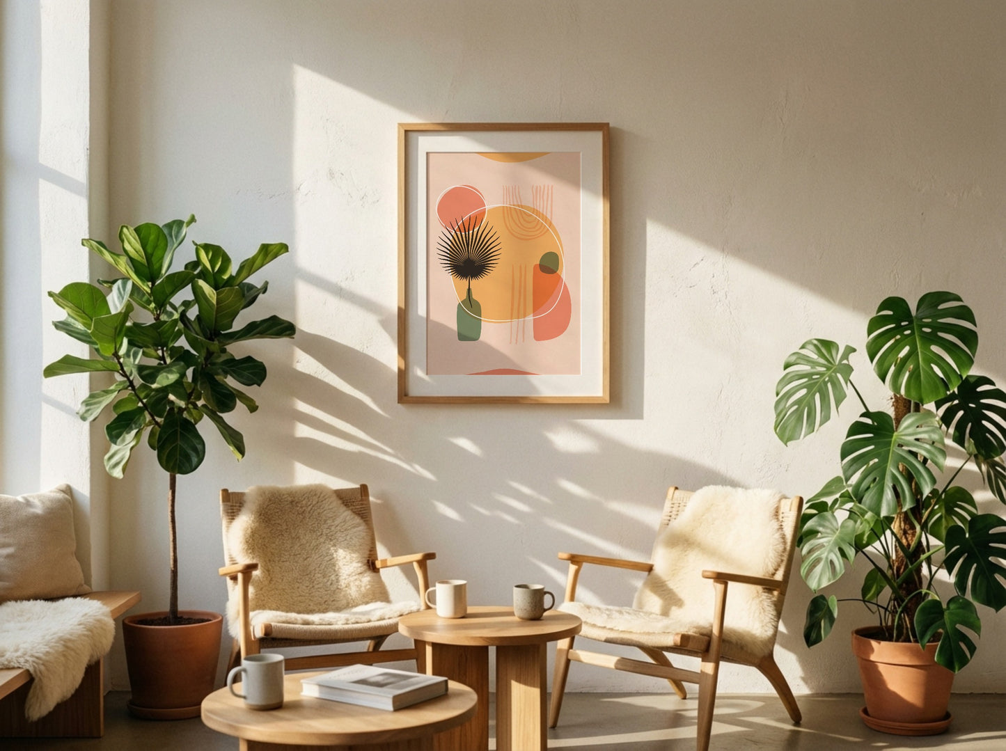 Peach Green Organic Circle Balance Poster
