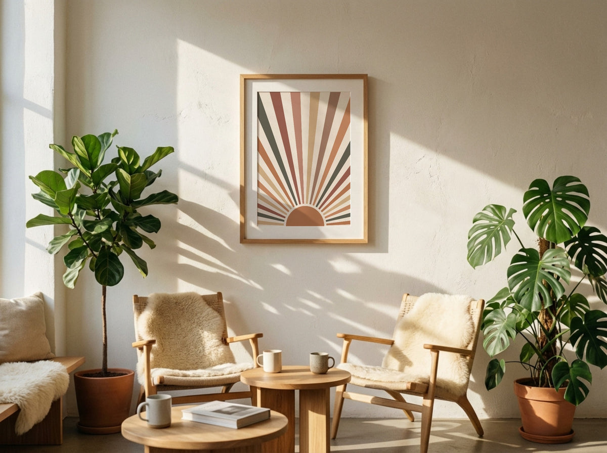 Terracotta Sunray Geometric Poster