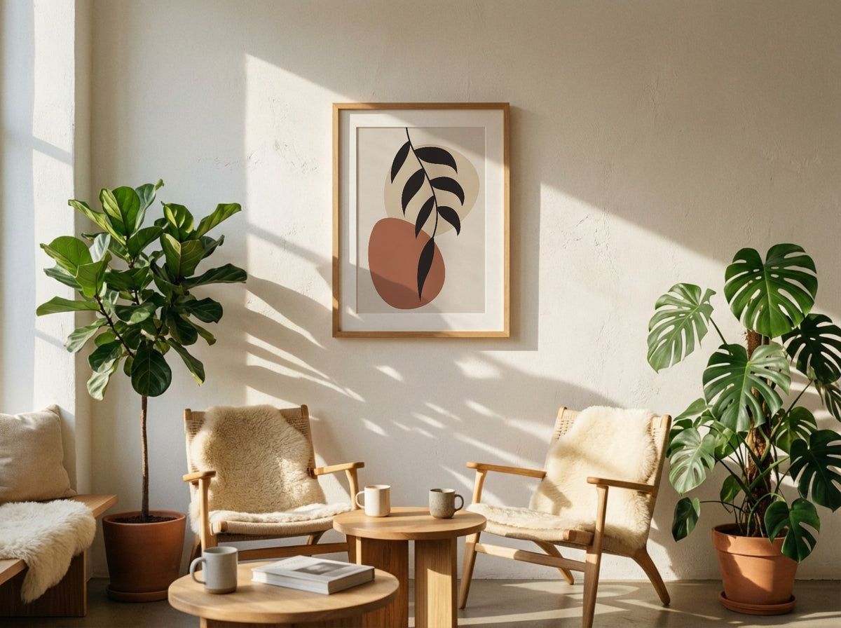 Brown Black Organic Leaf Balance Abstract Poster