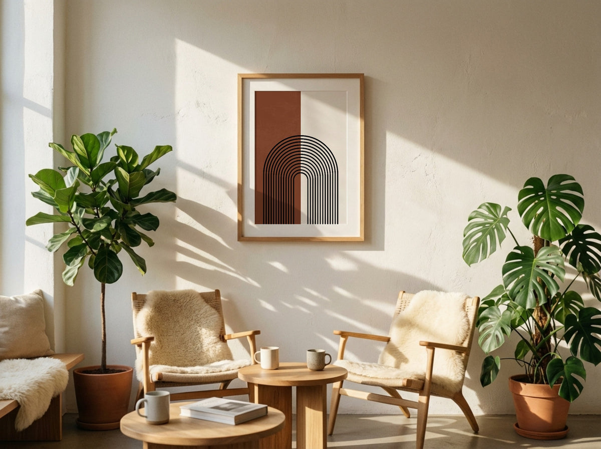 Terracotta Split Circle Line Poster