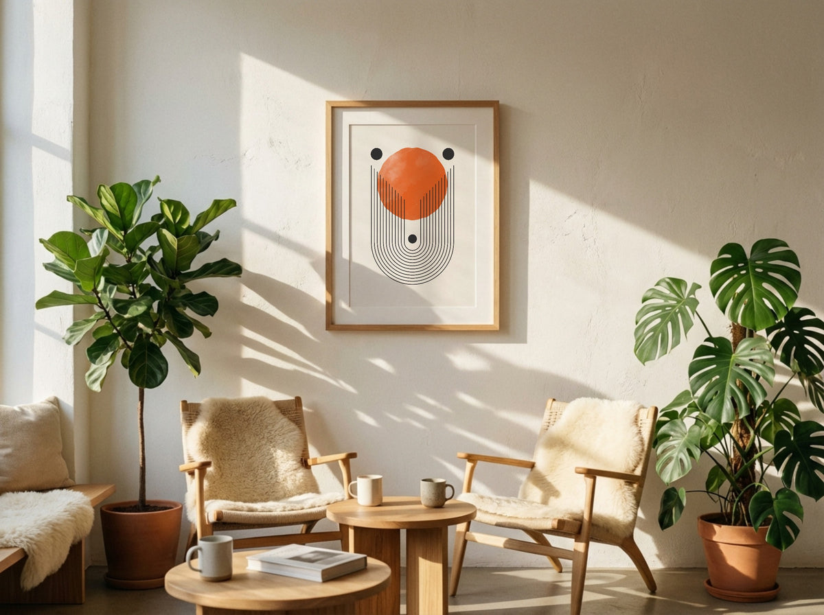 Orange Disc and Lines Poster