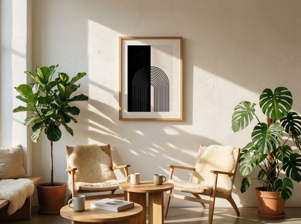 Black and Grey Split Circle Poster