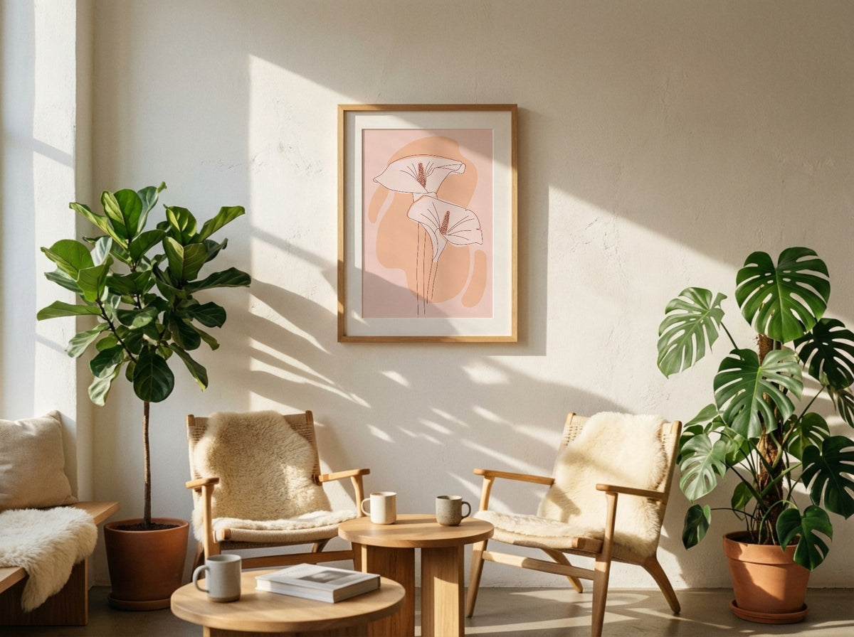 Peach Twin Mushroom Abstract Poster