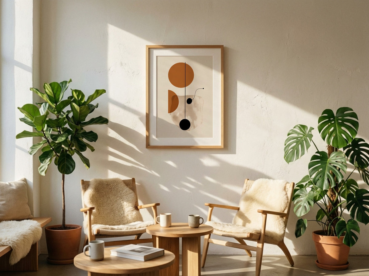 Ochre Dot and Curve Poster
