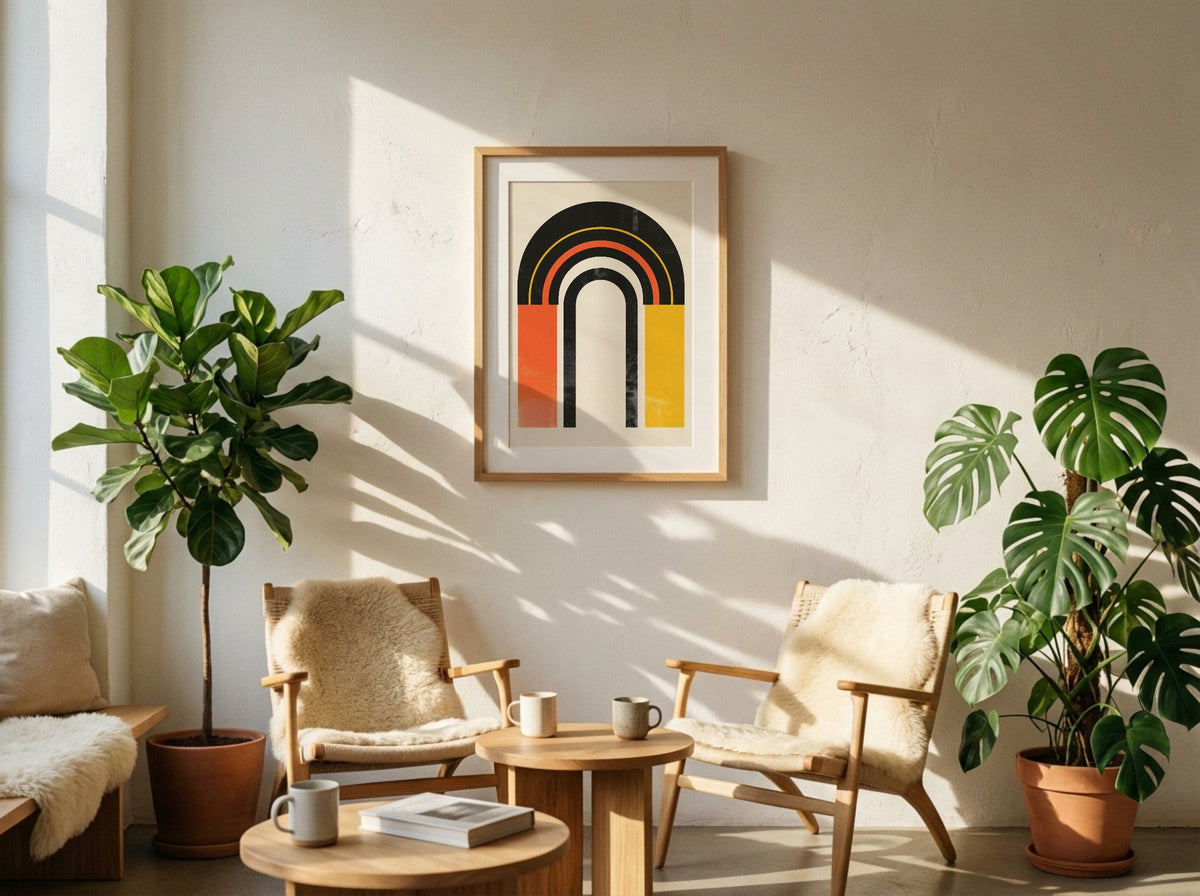 Black Orange Colour Block Arch Poster