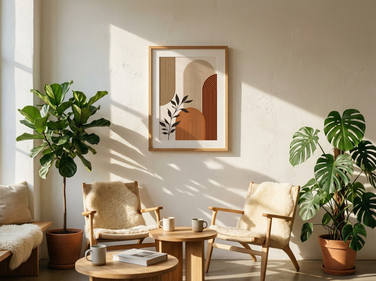 Brown Botanical Corner Arch Poster