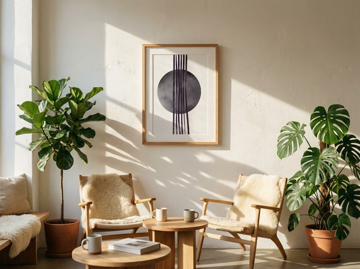 Charcoal Orb and Lines Poster