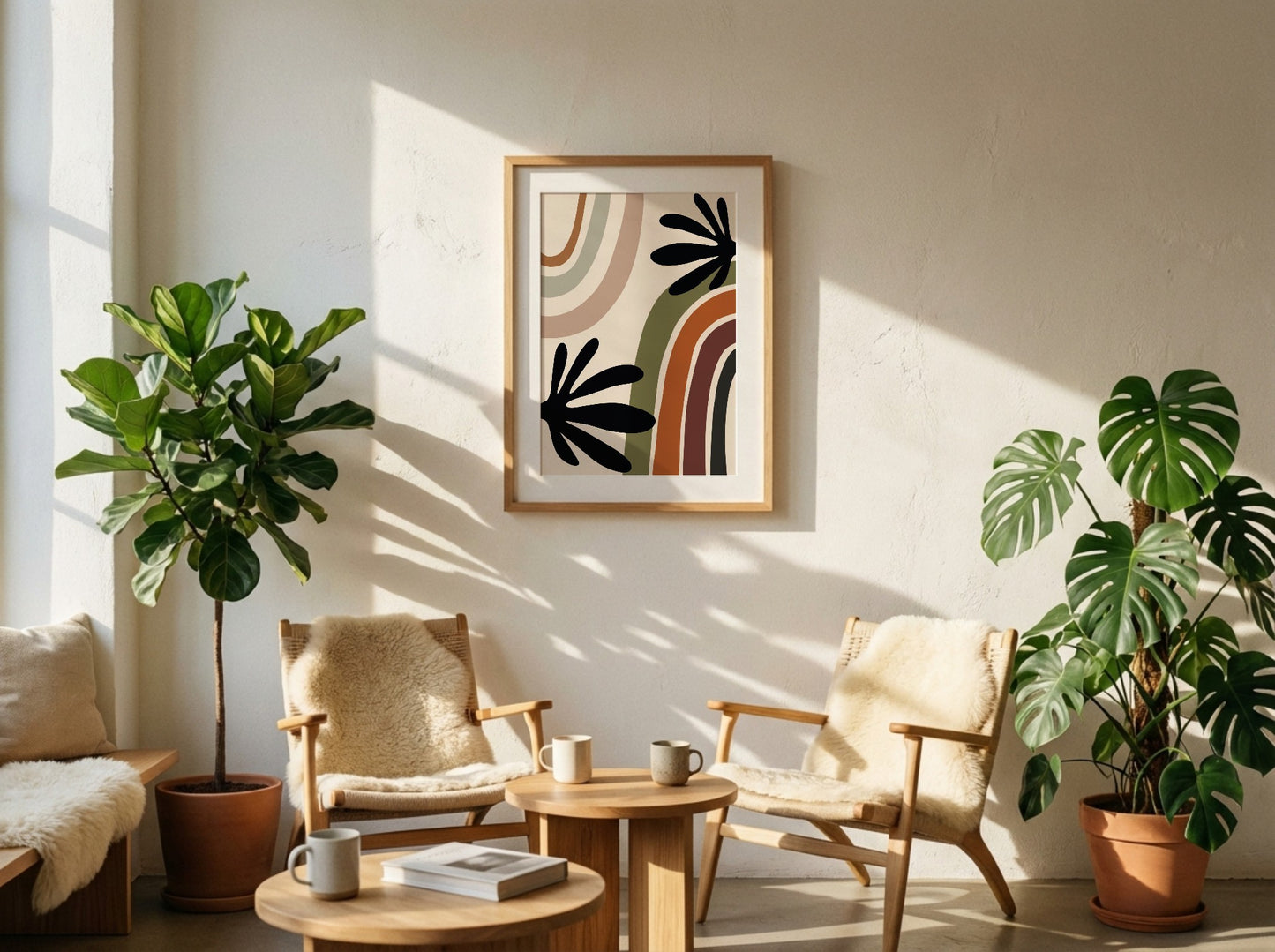 Black Green Rainbow Botanical Abstract Poster