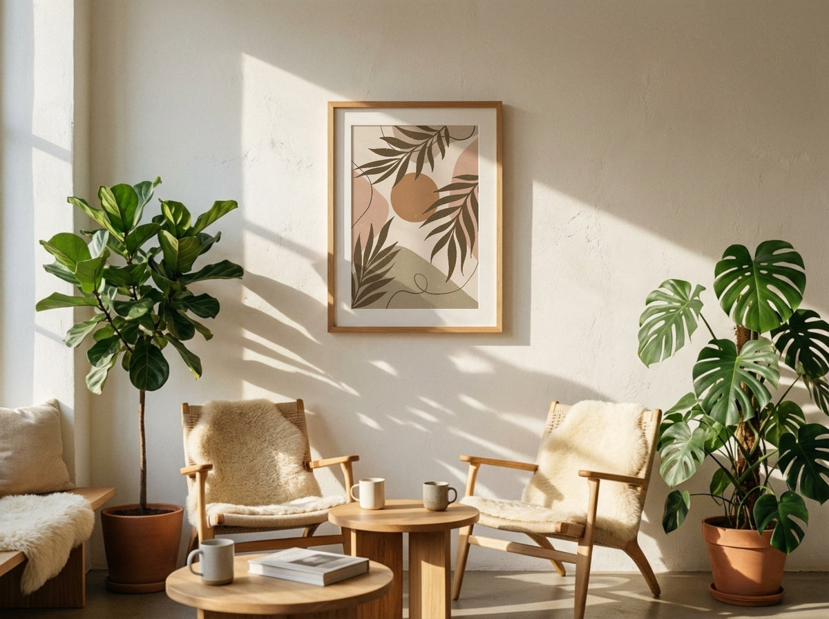 Brown Taupe Botanical Leaf Collage Poster