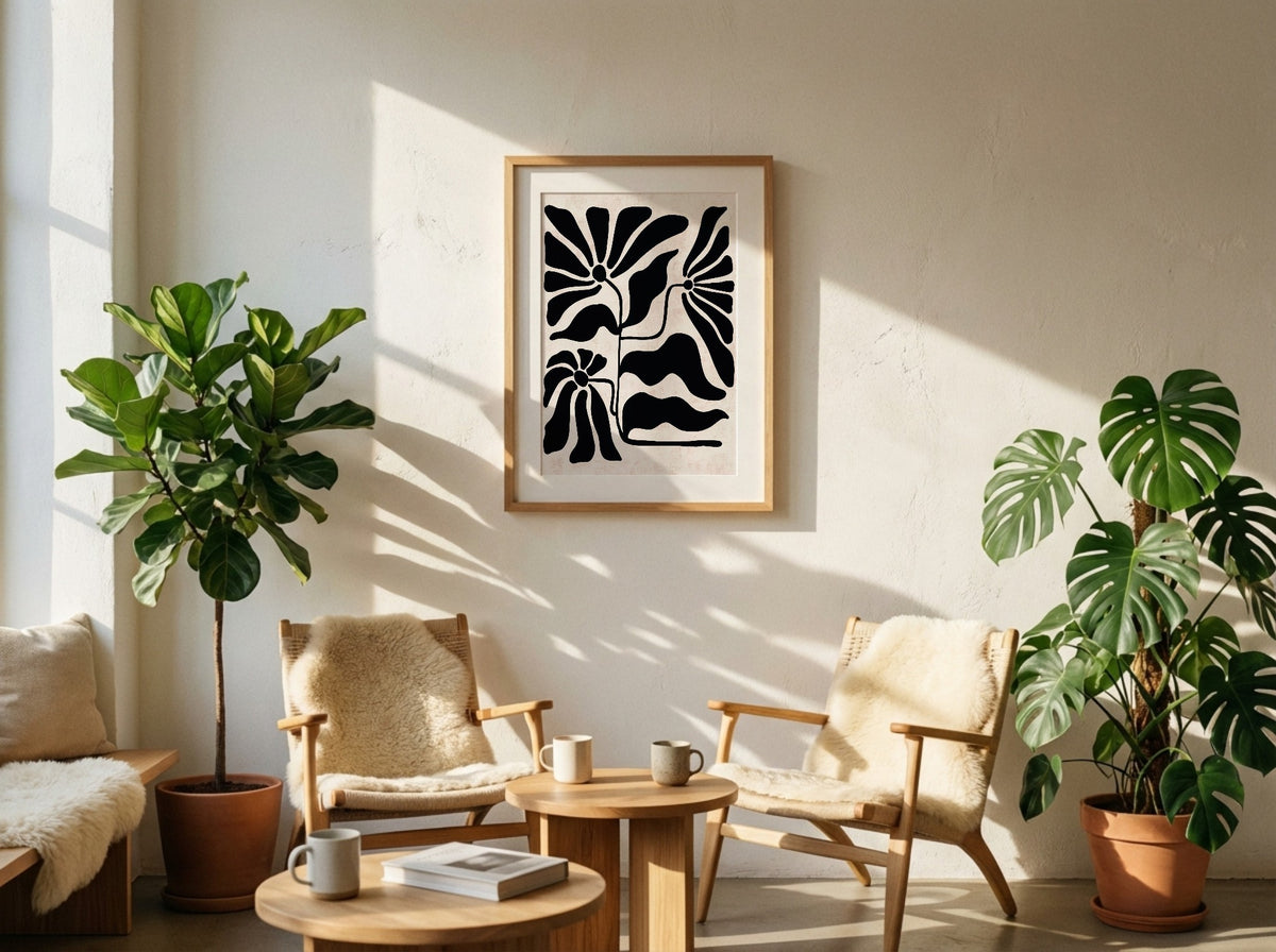 Black White Botanical Maze Poster