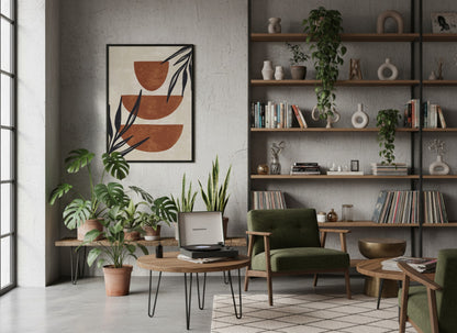 Rust Black Botanical Vessel Abstract Poster