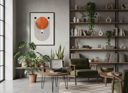 Orange Sun Disc Abstract Poster
