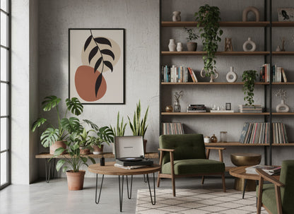 Brown Black Organic Leaf Balance Abstract Poster