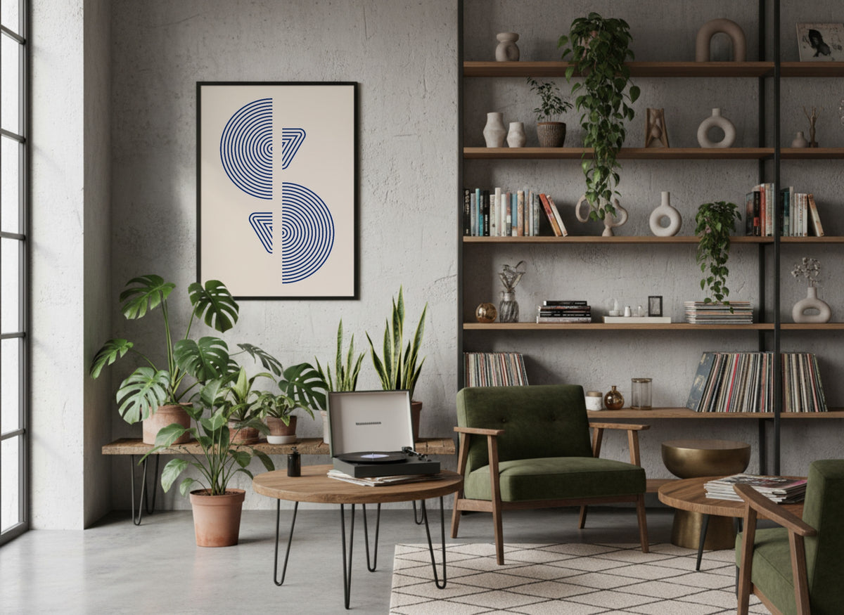 Blue Mirrored Leaf Forms Poster