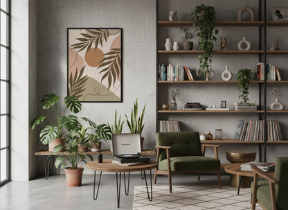 Brown Taupe Botanical Leaf Collage Poster
