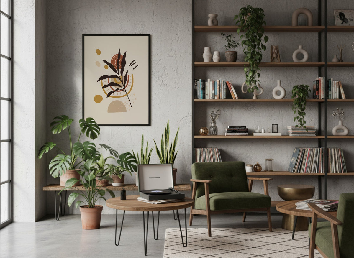 Ochre Brown Botanical Ornament Abstract Poster