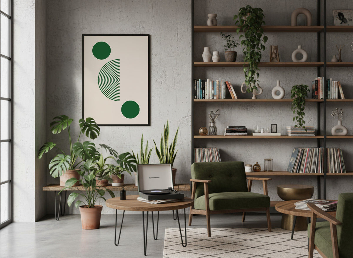 Green Circle and Semicircle Poster