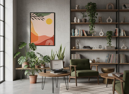 Peach Orange Botanical Landscape Abstract Poster
