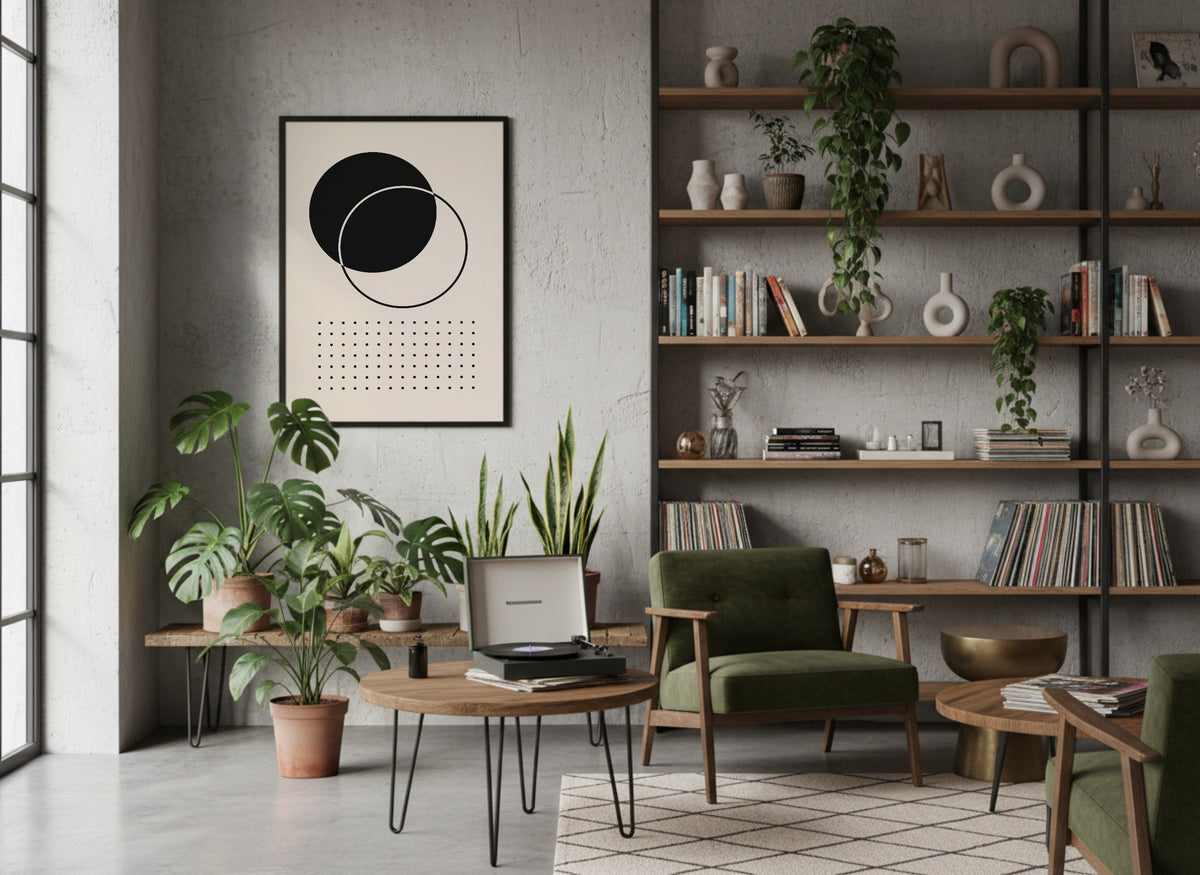 Black Interlocking Circles Poster