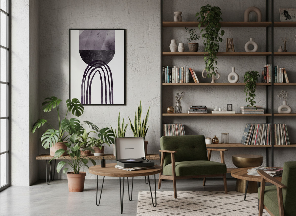 Charcoal Arc and Orb Poster
