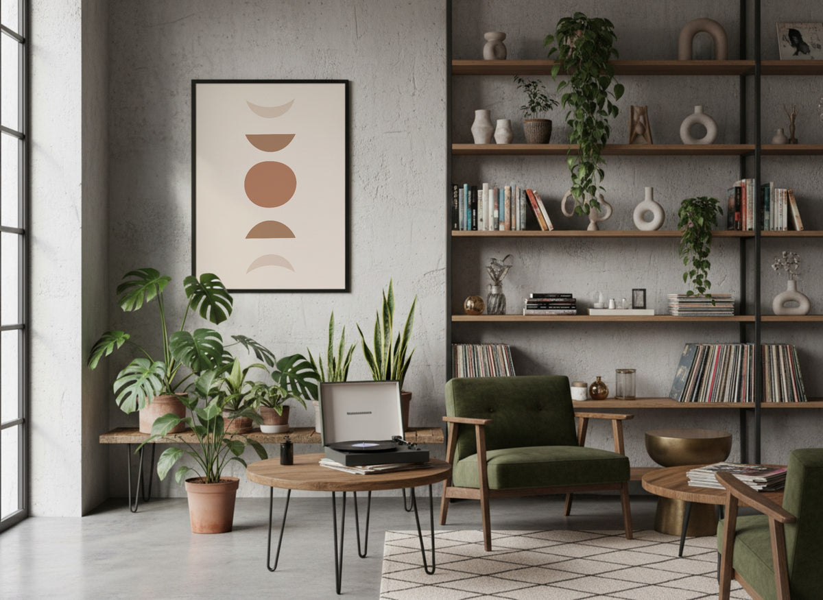 Beige Stacked Shapes Abstract Poster