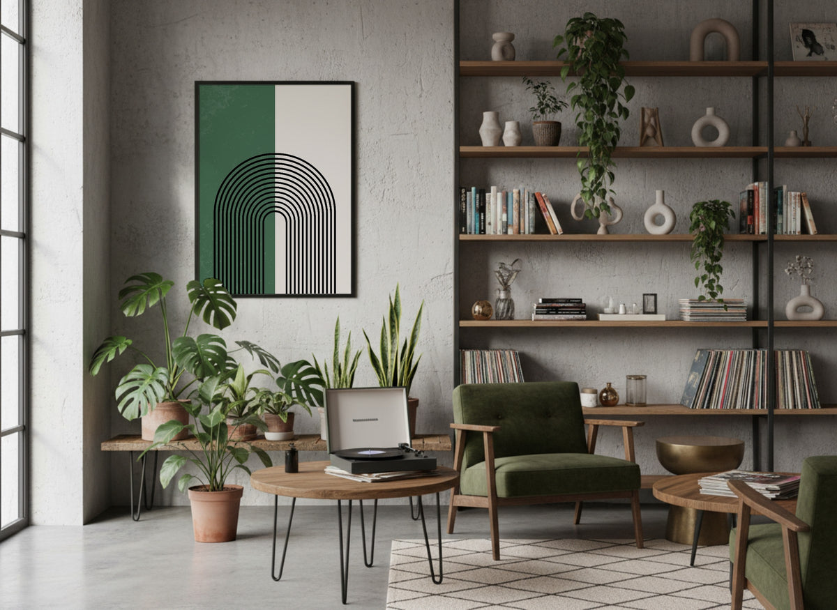 Forest Green Layered Circle Poster