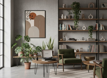 Brown Botanical Layered Arches Poster