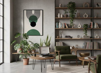 Green and Black Concentric Balance Poster