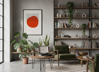 Red Circle Striped Lines Abstract Poster