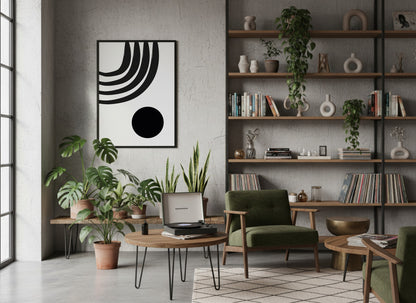 Black Triple Curve Graphic Poster