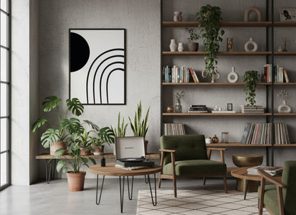 Black Rainbow Curve Abstract Poster