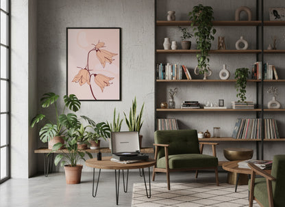 Peach Botanical Branch Abstract Poster