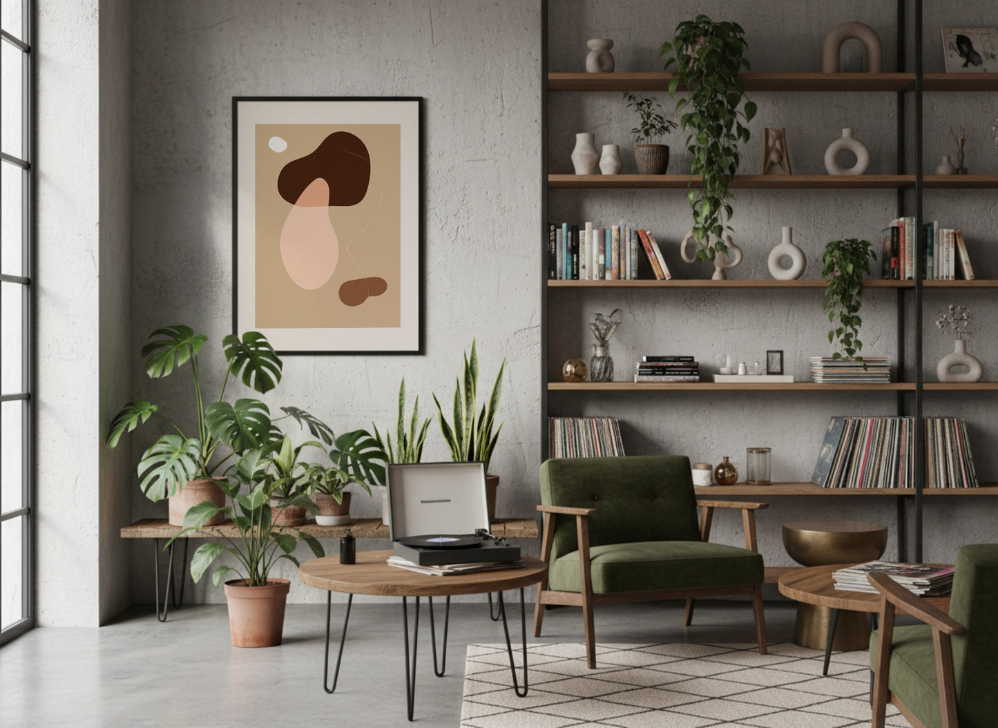 Brown Cream Organic Balance Abstract Poster