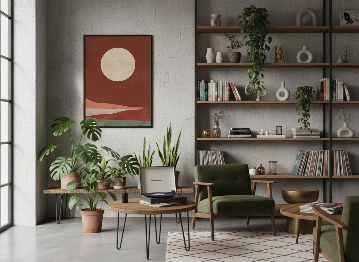 Rust Moon Horizon Abstract Poster