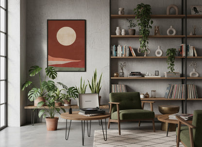 Rust Moon Horizon Abstract Poster