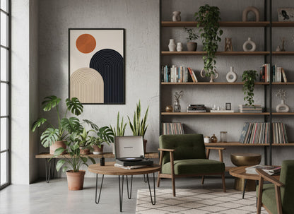 Orange Navy Twin Arches Poster