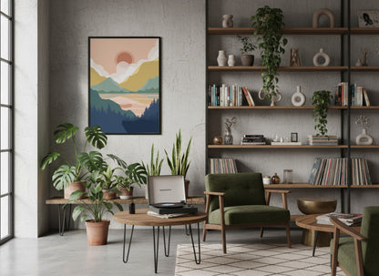 Pastel Mountain Valley Abstract Poster